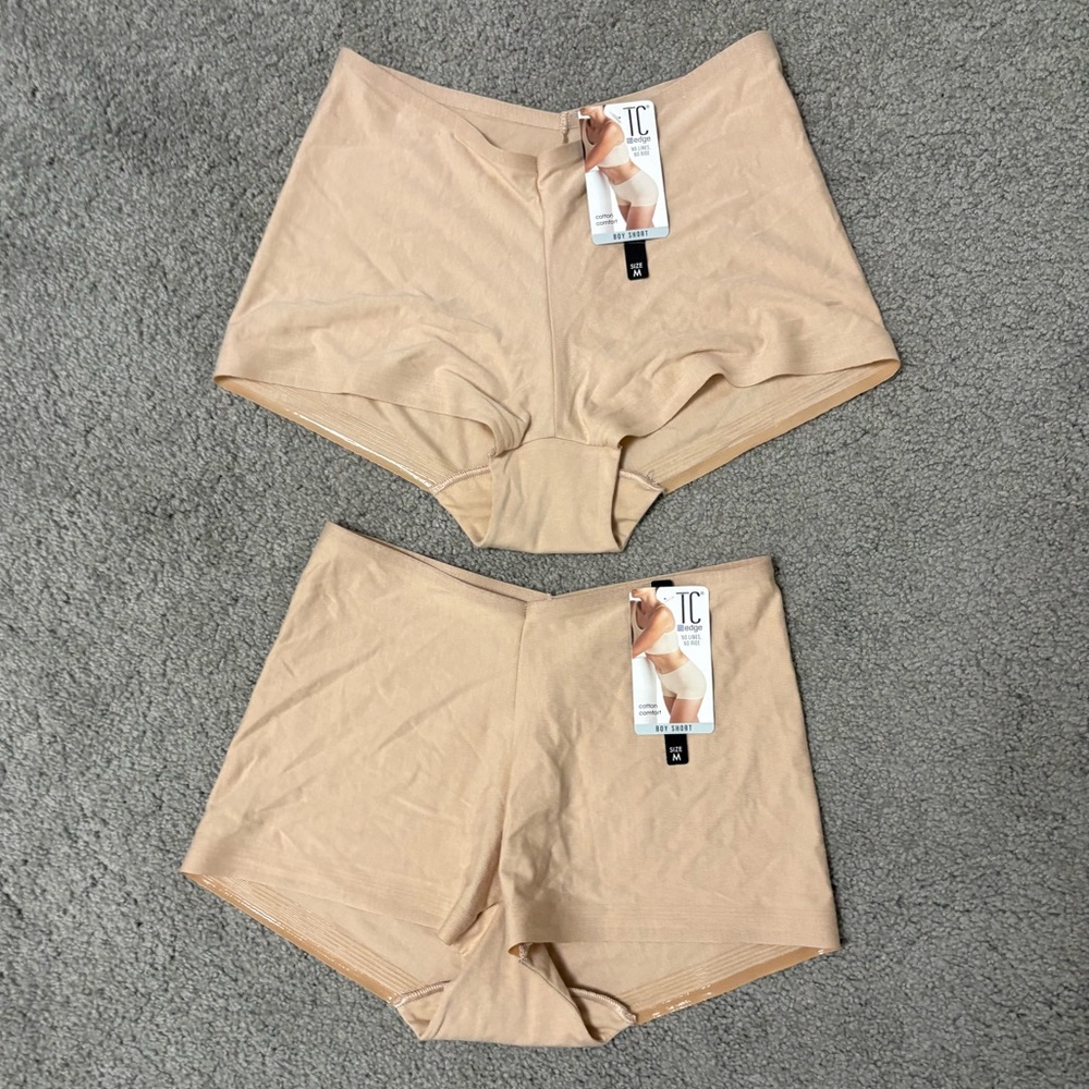 2 Set TC Fine Intimates Edge technology Matte Boy Short Size Medium Beige cream